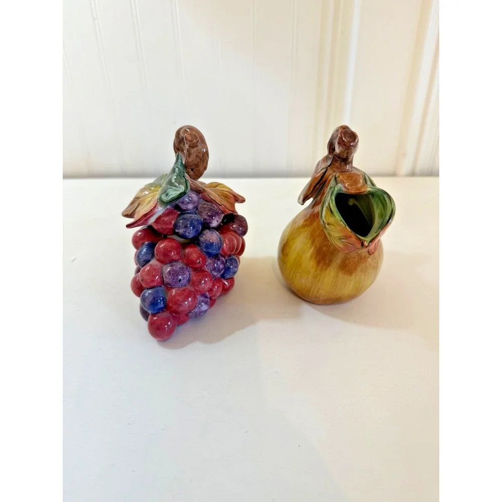 Fitz And Floyd Tuscan Villa Creamer Sugar Set Pear Grapes Ceramic With Box‎